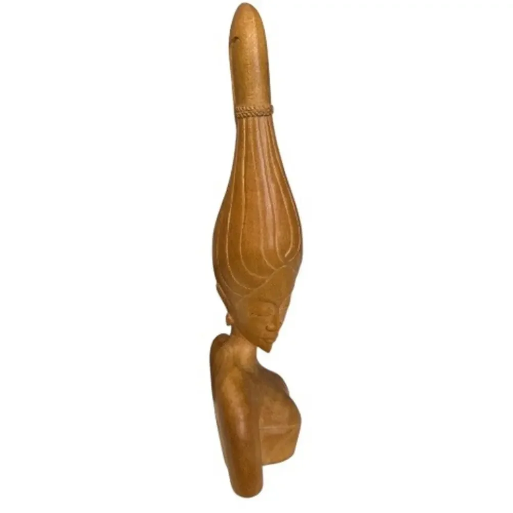 Southeast Island Solid Wood Hand Carved Woman Figure High Hair
